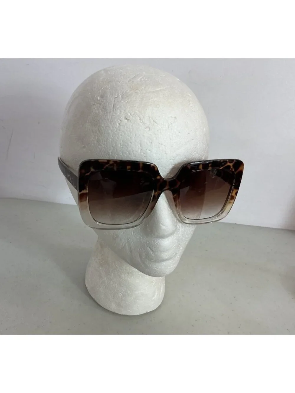 Oversized Vintage Square Sunglasses Brown Tortoise Frame Estate Find